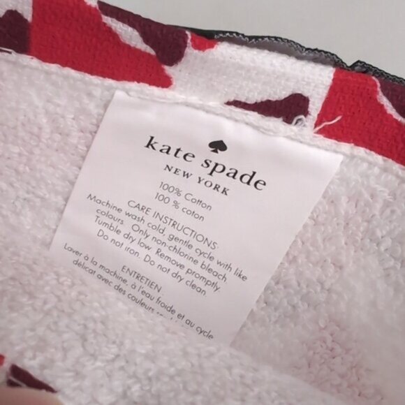 KATE SPADE Kitchen Towel Set 5 Pairs Dish Towels Cherry Plaid Chevron Print Red - Picture 12 of 13